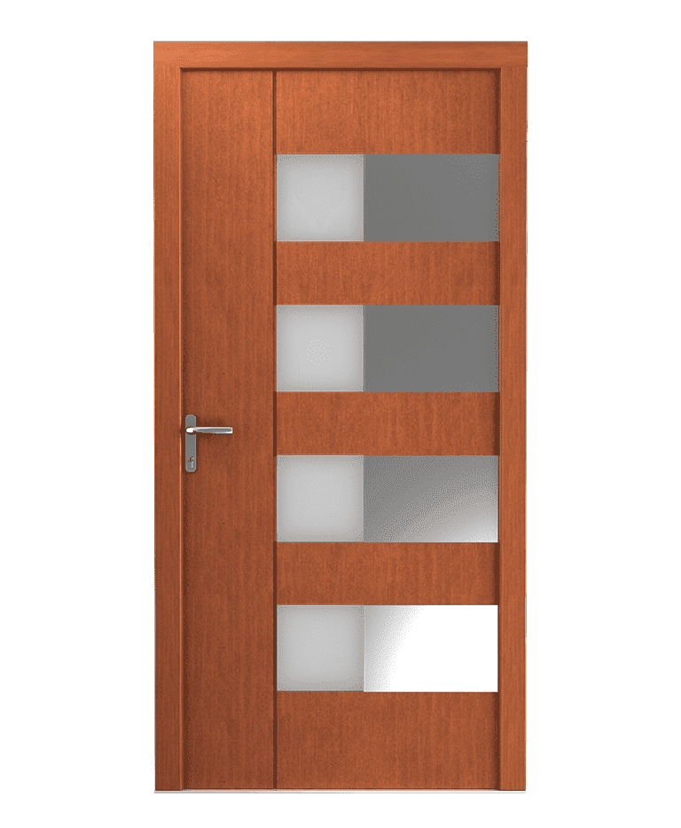 Porte d'entrée bois vieux pin design premium vitrée inox modèle ALLA – Romisol Suisse