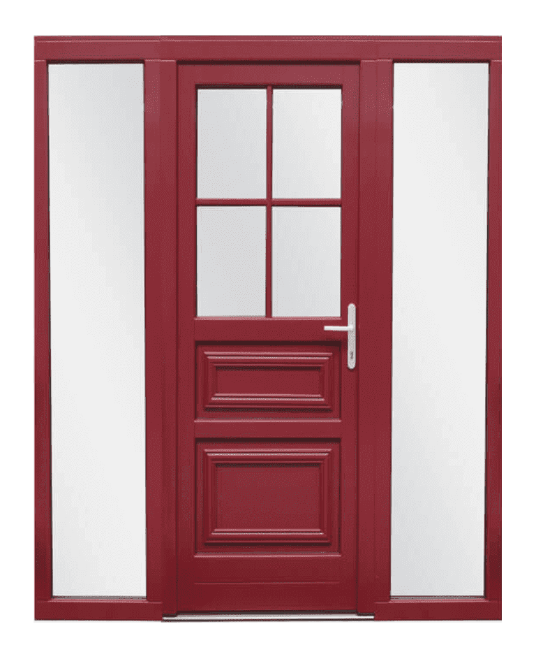Porte d'entrée bois traditionnelle cadre panneaux vitrée modèle TURENNE – Romisol Suisse