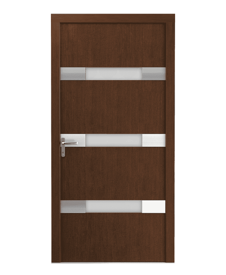 Porte d'entrée bois teak design premium vitrée inox modèle ZOE – Romisol Suisse