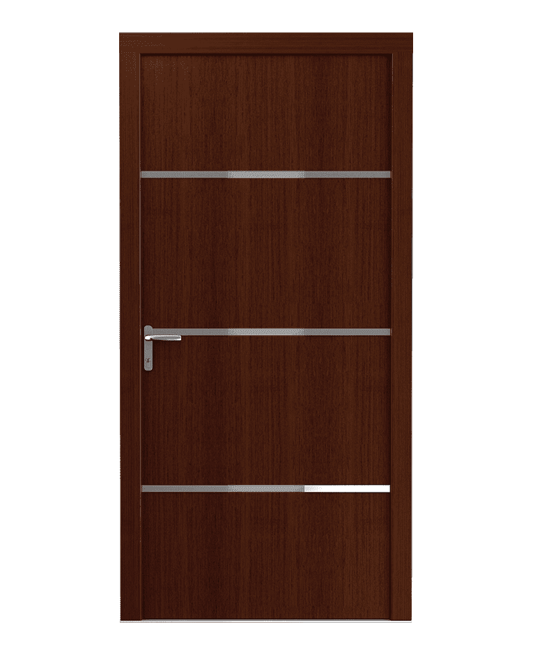 Porte d'entrée bois brun chocolat design premium vitrée modèle CAURA – Romisol Suisse