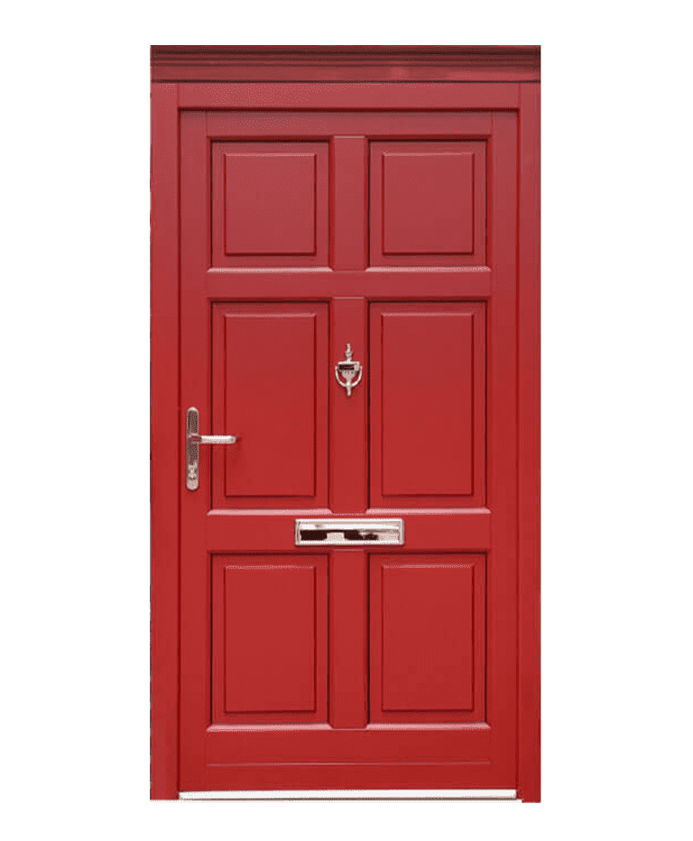 Porte d'entrée bois traditionnelle cadre panneaux vitrée modèle MOSSET – Romisol Suisse