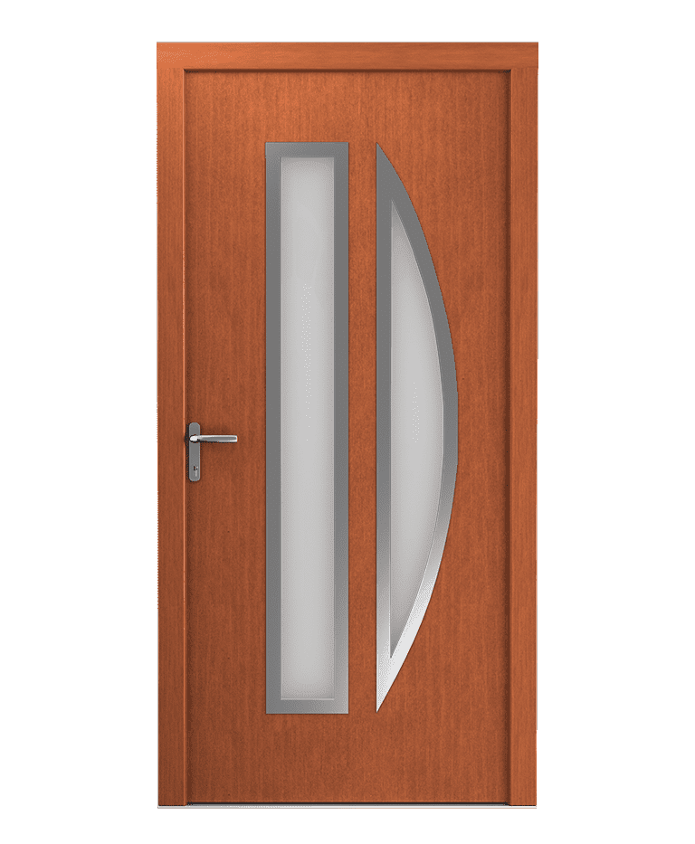 Porte d'entrée bois vieux pin architecturale vitrée inox modèle STELLA – Romisol Suisse