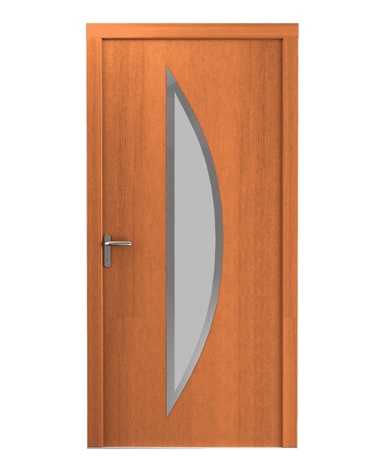 Porte d'entrée bois chêne clair architecturale vitrée inox modèle LILLA – Romisol Suisse