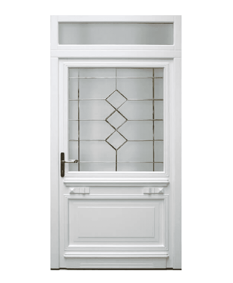 Porte d'entrée bois traditionnelle cadre panneaux vitrée modèle LAVARDIN – Romisol Suisse