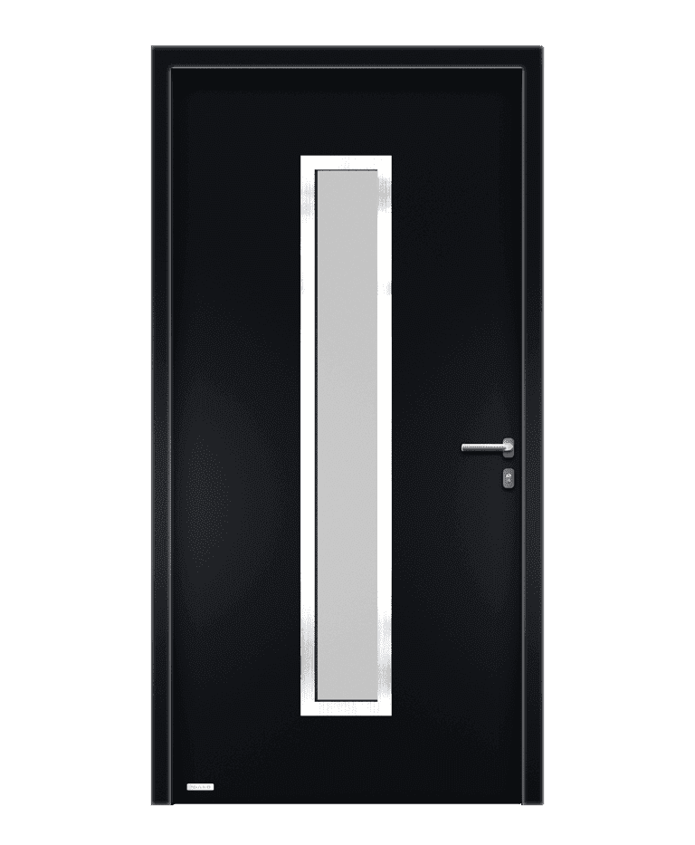 Porte d'entrée PVC Nature vitrée inox modèle TAIDA – Romisol Suisse