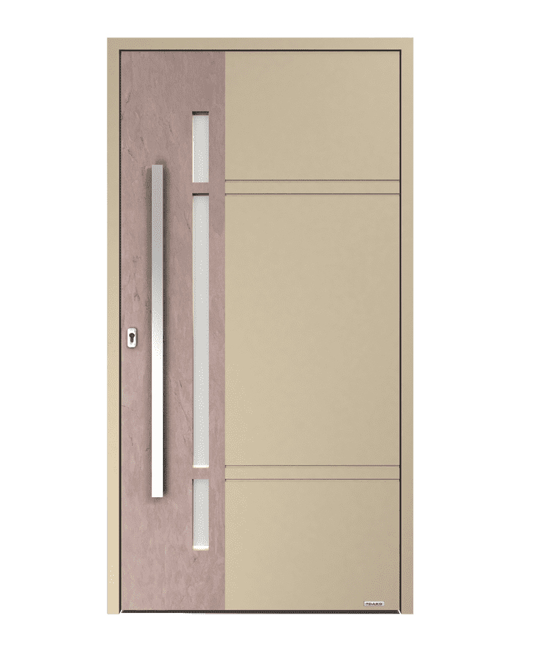 Porte d'entrée aluminium Nature décor pierre modèle PETRA – Romisol Suisse