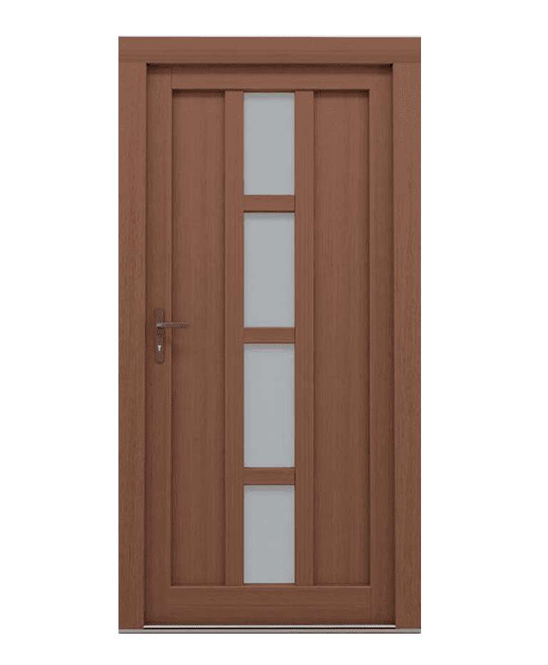 Porte d'entrée bois traditionnelle vitrée cadre classique modèle BELLA – Romisol Suisse