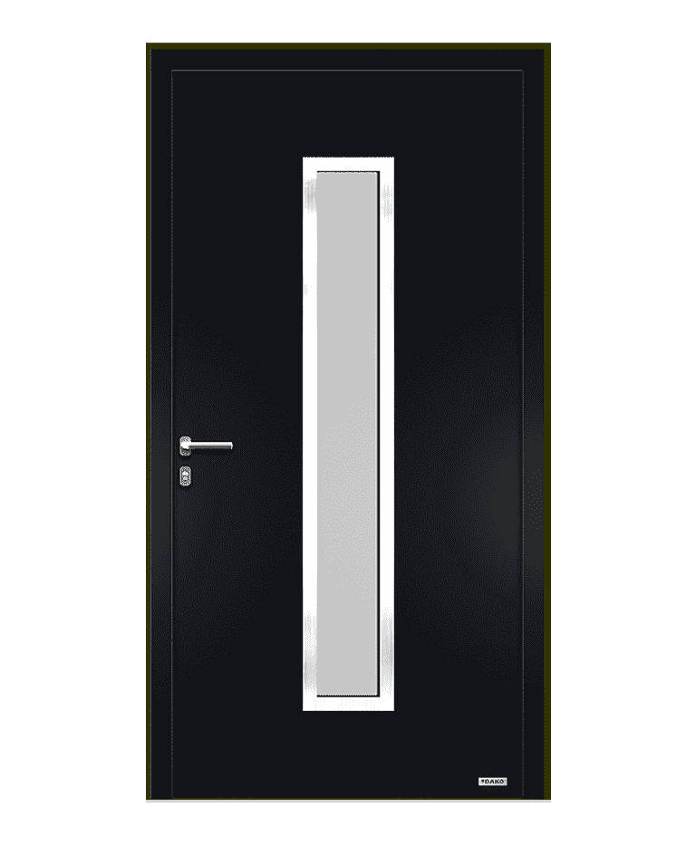 Porte d'entrée bois-aluminium Prestige vitrée inox modèle TAIDA – Romisol Suisse