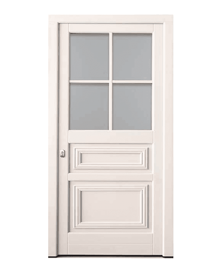 Porte d'entrée bois traditionnelle vitrée cadre classique modèle CAMON – Romisol Suisse