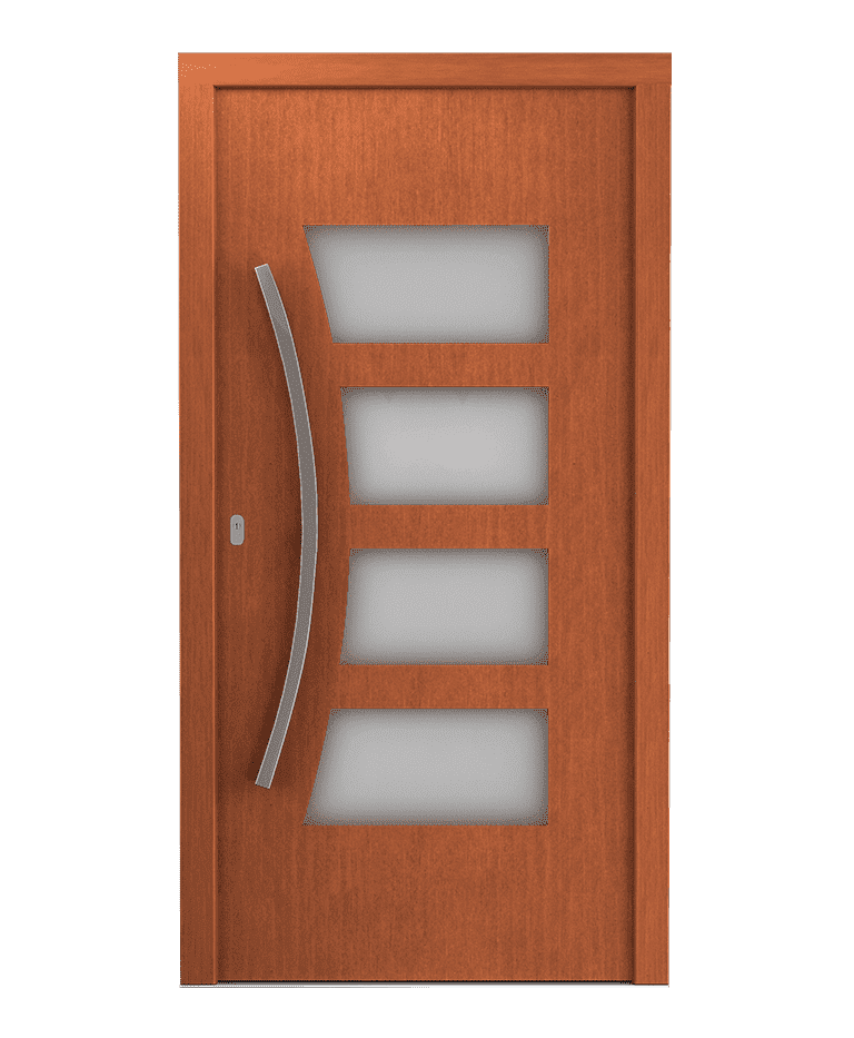 Porte d'entrée bois vieux pin vitrage satinato design sobre modèle ALMA – Romisol Suisse