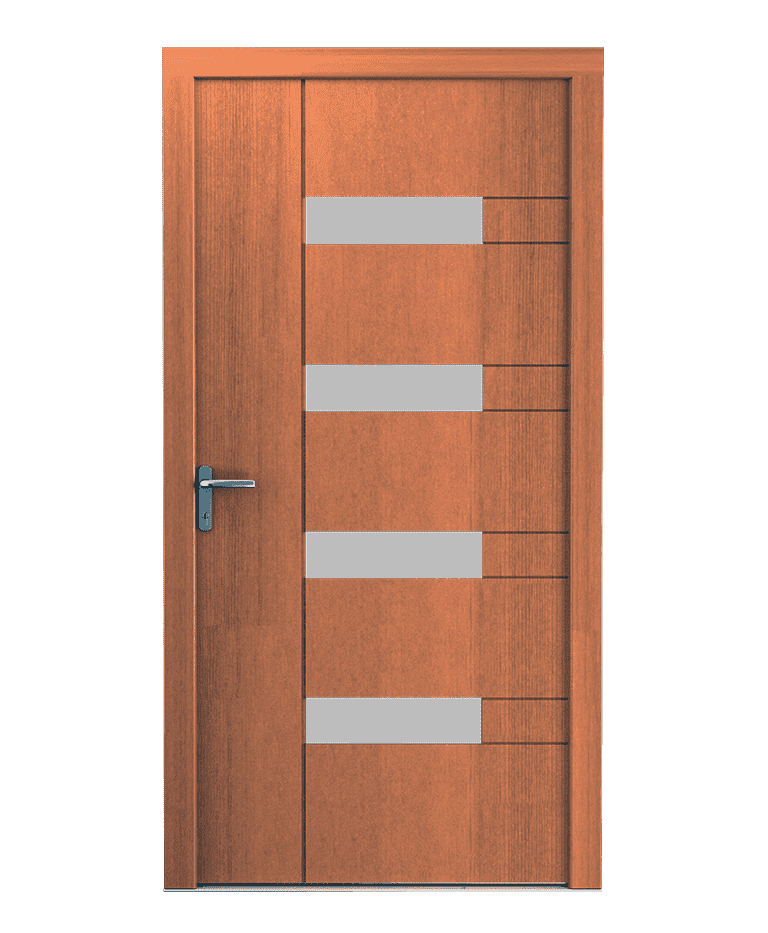 Porte d'entrée bois chêne clair vitrée design sobre modèle DALIA – Romisol Suisse