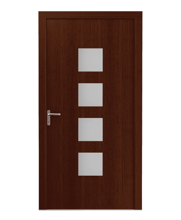 Porte d'entrée bois brun chocolat vitrée design sobre modèle OMBRA – Romisol Suisse