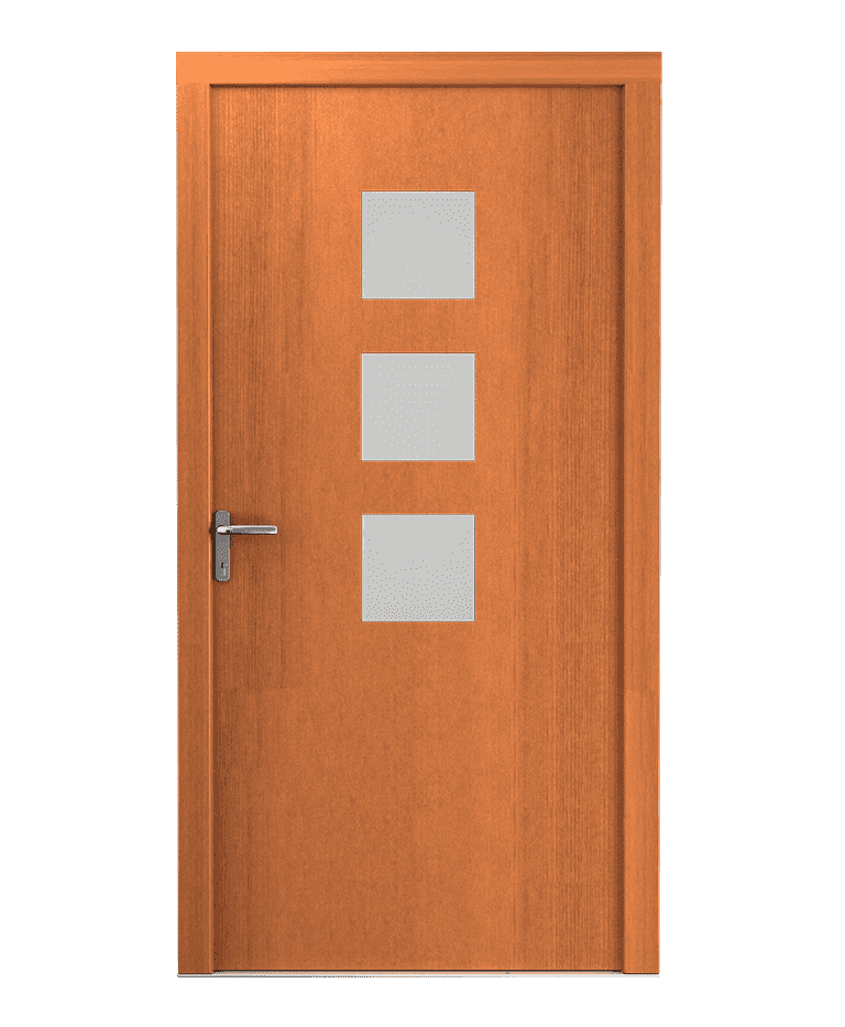 Porte d'entrée bois chêne clair vitrée design sobre modèle PERLA – Romisol Suisse