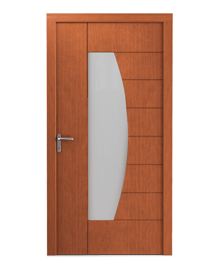 Porte d'entrée bois vieux pin vitrée fraisée modèle KORA – Romisol Suisse