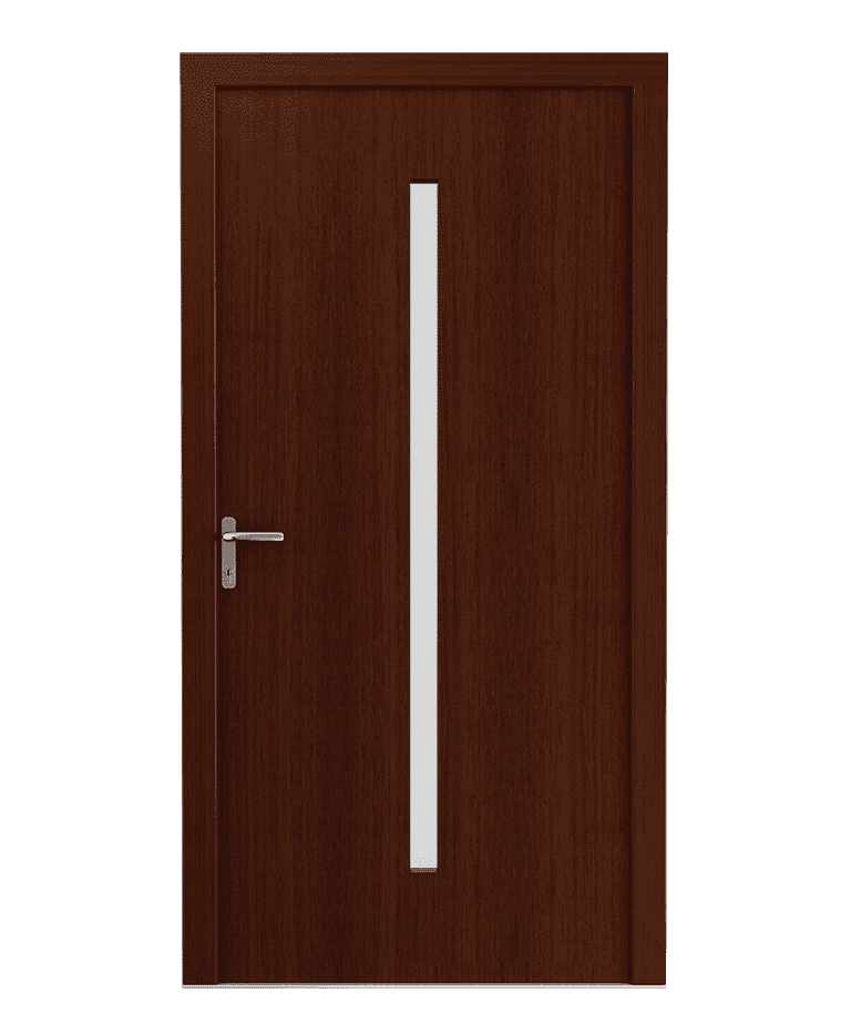 Porte d'entrée bois brun chocolat vitrée sobre modèle FABIA – Romisol Suisse