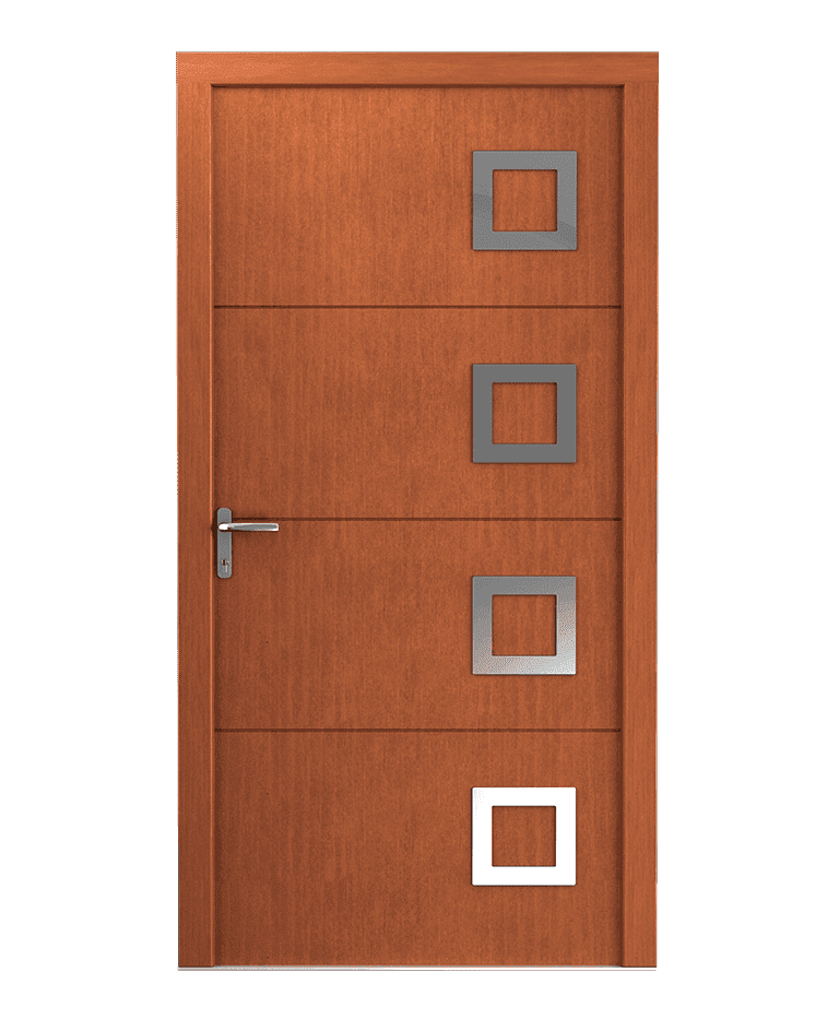 Porte d'entrée bois vieux pin moderne fraisée inox modèle ZOLA – Romisol Suisse