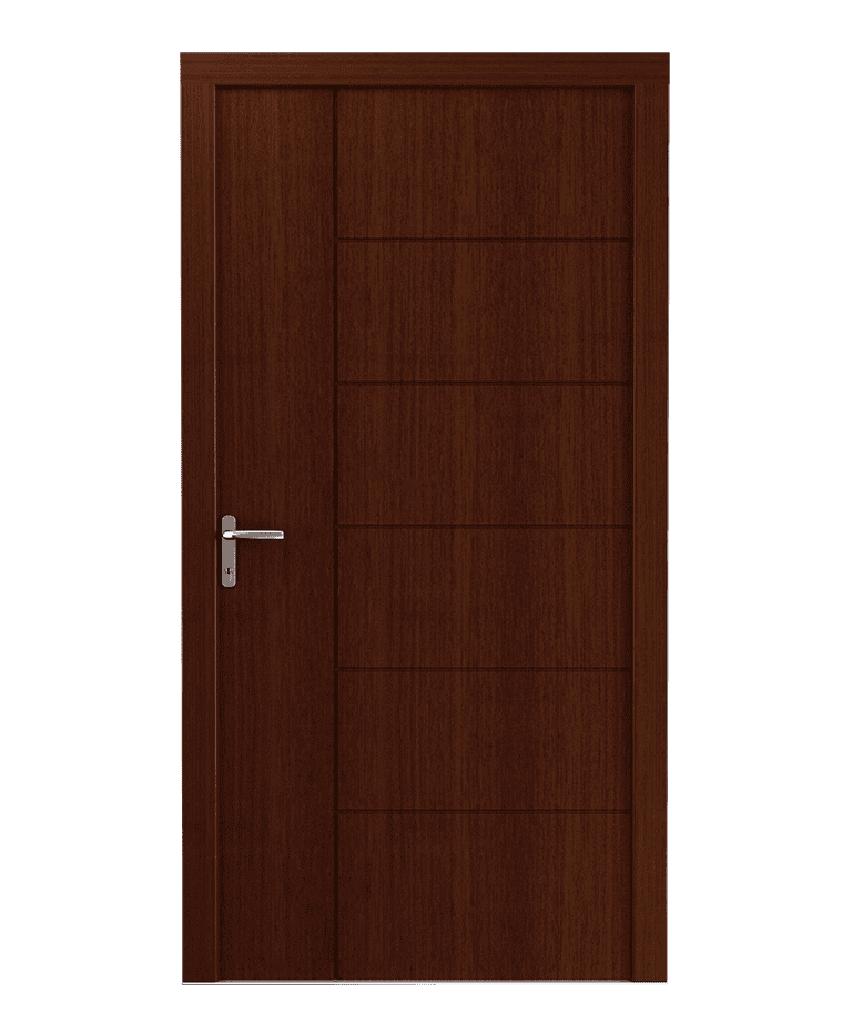 Porte d'entrée bois brun chocolat contemporaine fraisée modèle TALA – Romisol Suisse