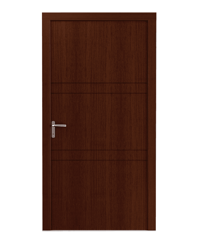 Porte d'entrée bois brun chocolat contemporaine fraisée modèle SCALA – Romisol Suisse