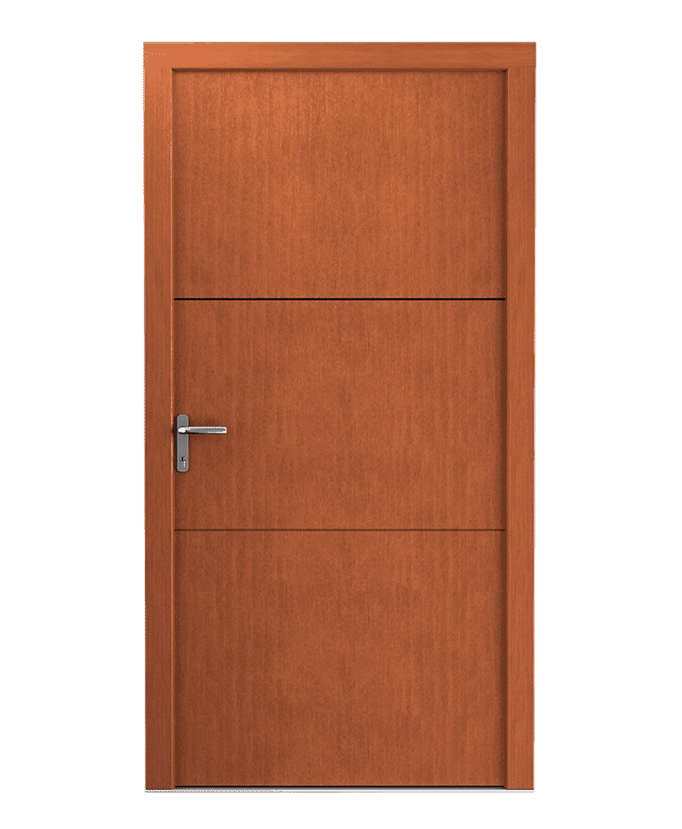 Porte d'entrée bois vieux pin contemporaine fraisée modèle MEVA – Romisol Suisse