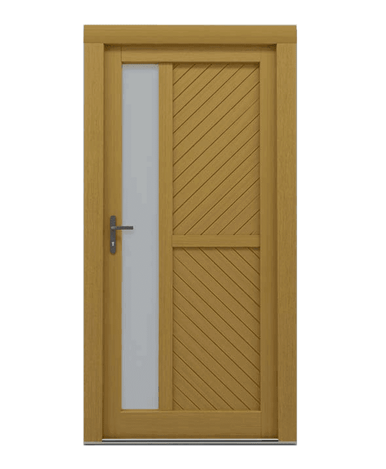 Porte d'entrée bois traditionnelle vitrée cadre classique modèle ENA – Romisol Suisse