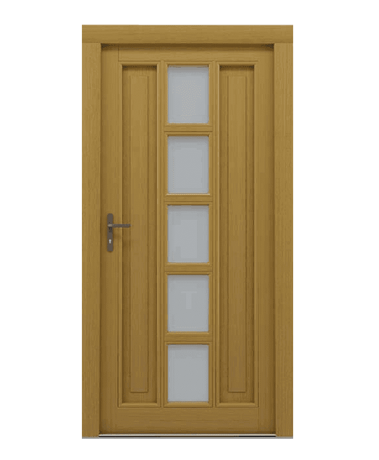 Porte d'entrée bois traditionnelle vitrée cadre classique modèle SAHARA – Romisol Suisse