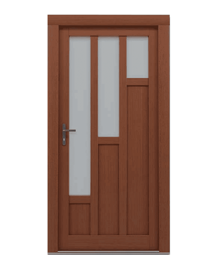 Porte d'entrée bois traditionnelle vitrée cadre classique modèle SIMA – Romisol Suisse