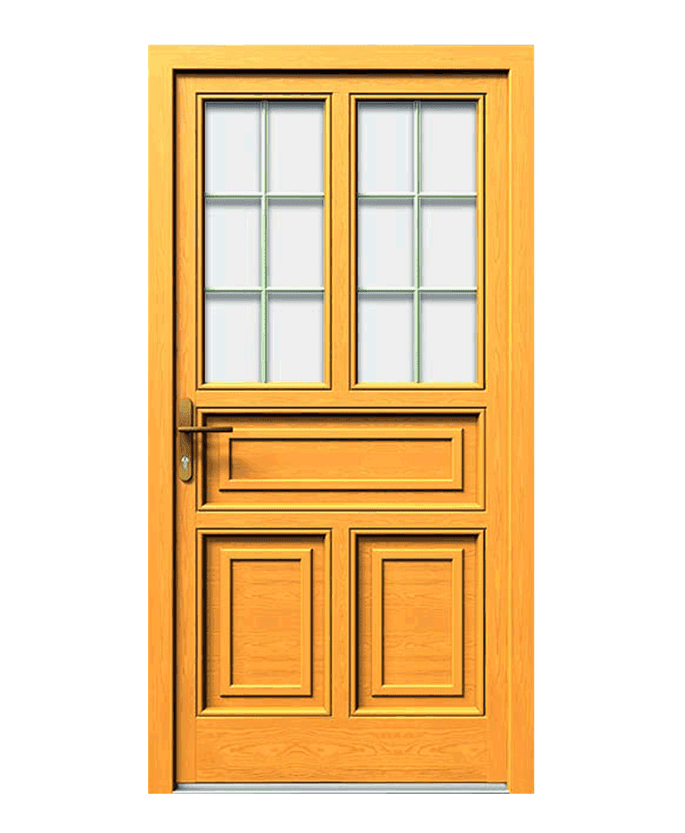 Porte d'entrée bois traditionnelle vitrée cadre classique modèle YVOIRE – Romisol Suisse